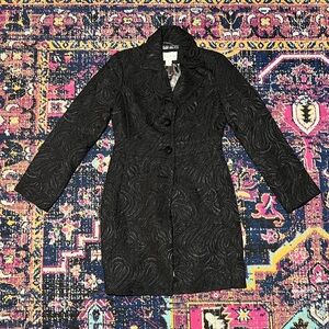 White House Black Market Trench Coat Women Brocade Floral Collared Size XS NWT